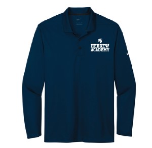 Men – Warriors Nike Dri-Fit Micro Pique Long Sleeve  Polo – Navy
