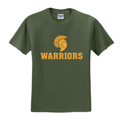 Warriors cotton olive green tee